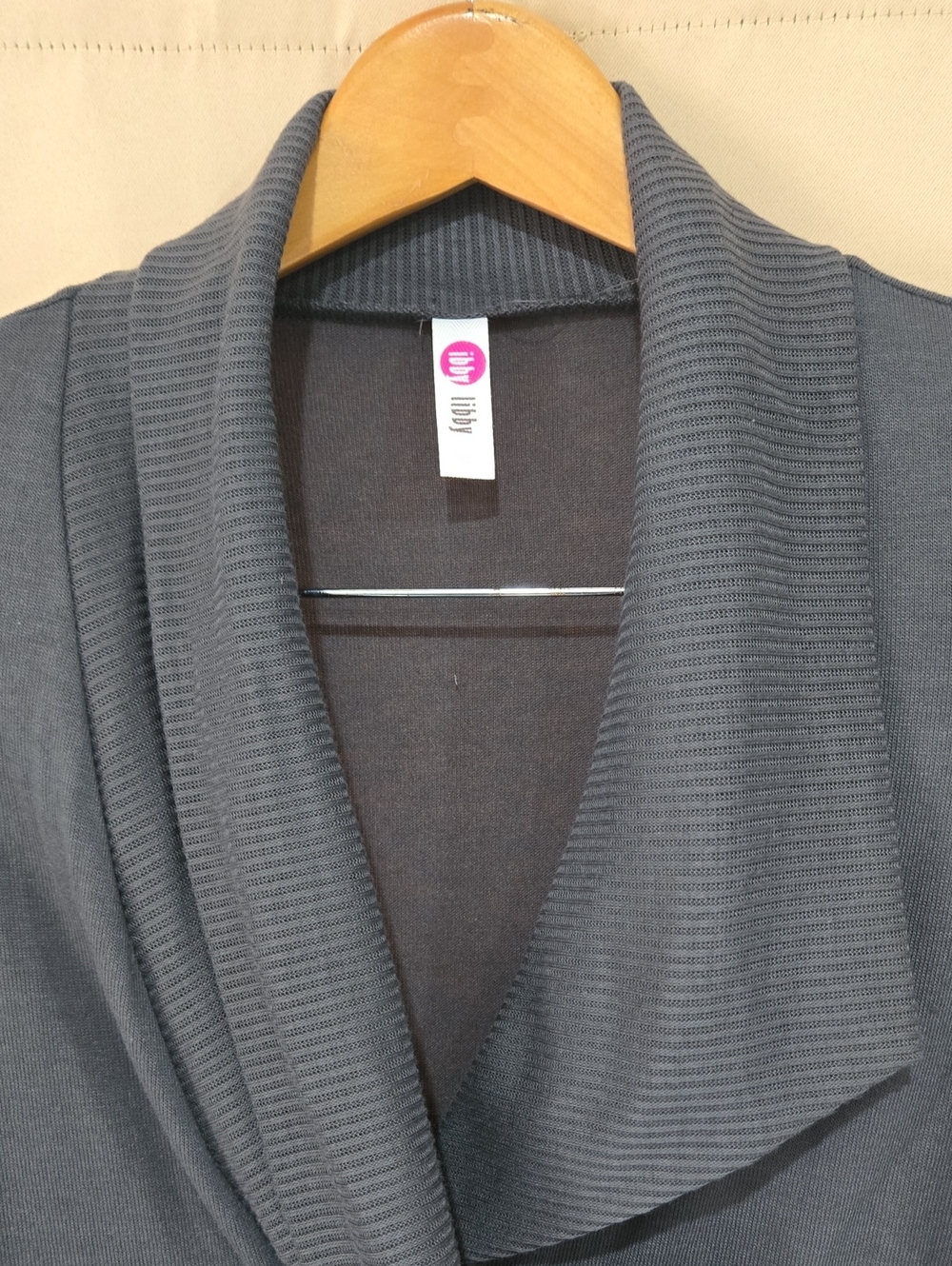 Charcoal Ribbed Shawl-Collar Jacket